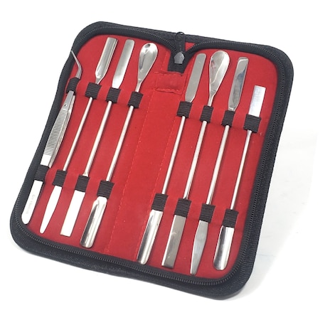 A2Z Scilab 8x Lab Sampling Spoon Mixing Spatula Micro Scoop Tweezer w/ Case Stainless Steel A2Z-ZR-KIT-146